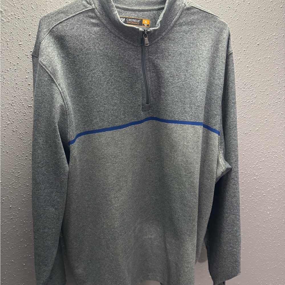 Daniel Cremieux Men's Zip-Up Gray Sweater with Blue Detail